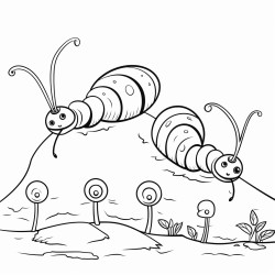 a coloring sheet that features earthworms