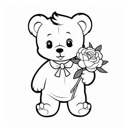 teddy bear holding a flower