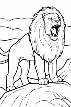 a lion roaring on the hill