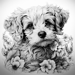 cute dog no gray scale black and white