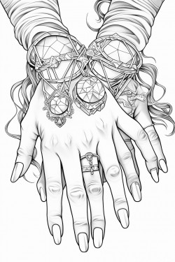 hands with rings and long nails