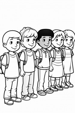 students lining up