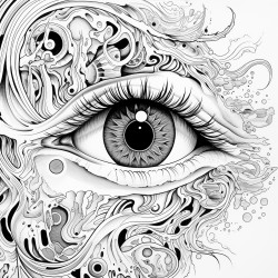 create a mysti al world inside of an eyeball