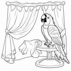 a parrot talking on the telephone sitting on a flying carpet