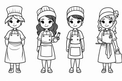 young female in different professions