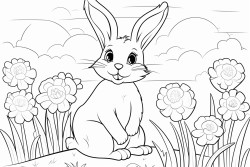 a rabbit in a garden of daffodils
