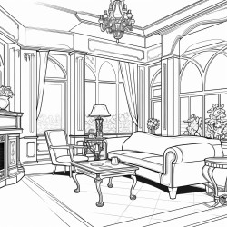 art neuveau style livingroom interrior