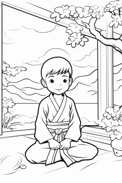 un enfant pratiquant le karat dans un dojo japonais