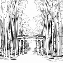 torii bamboo forest minimalism unmanned