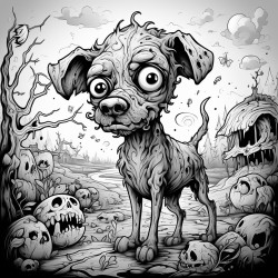 zombie dog with big eyes