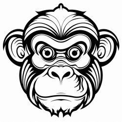 retro cartoon picture of a closeup face of a monkey