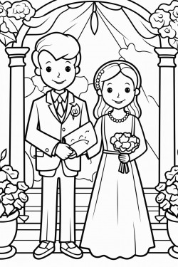 a wedding colouring in sheet