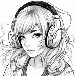 girl thats emo with gaming head phones