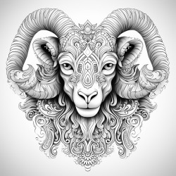 mandala goat face coloring page