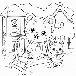 cat and bear on the playground