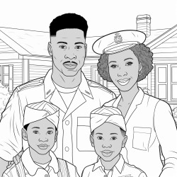 african american veterans reuniting with their family with kids emphasizing the human side of service