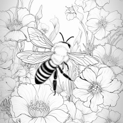 bee in a garden of flowers saying bee mindful