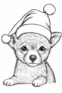 cute puppy with a christmas hat