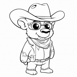 dessine moi un paresseux animal il porte des lunettes un chapeau de cowboy et il est dans une classe