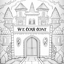 a poster on a wall in a building that says welcome back again