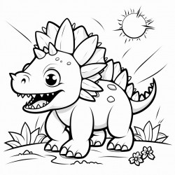 dinosaur stegosaurus color book black and white thick line for kid