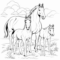 family cubs of horse