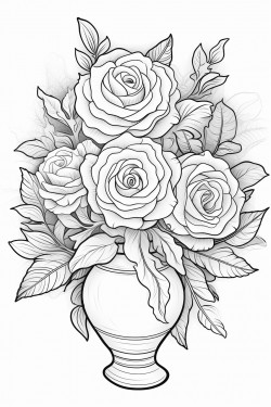 a vase of roses