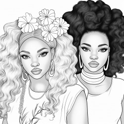 black woman and black girl s printable s beautiful black girls digital download