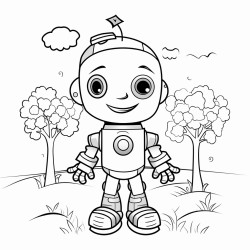 happy robot autumn simple