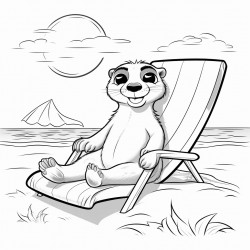 un suricate  qui se fait bronzer sur le dos  couche sur un transat  la plage