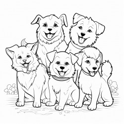 group of dogs playing