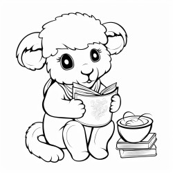 sheep reading and eating soup