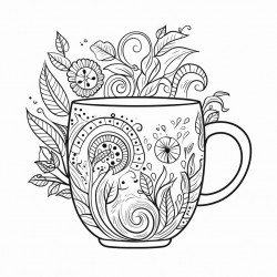 coffee mug upscaled  thick black outline