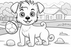 small dog playing ball on the park