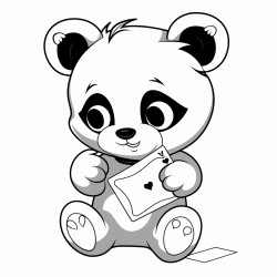 baby panda holding playing card 7 spade