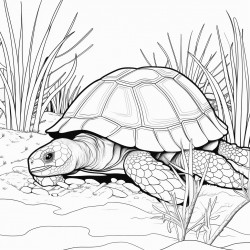 georgia gopher tortoise by burrow with longleaf pine