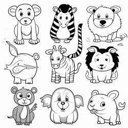 make 10 coloring pages of animals single animal on single page