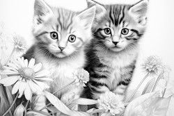 kittens helping in the garden