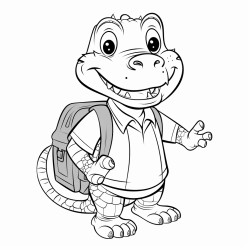 alligator going to school