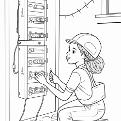 black girl electrician in a house under construction