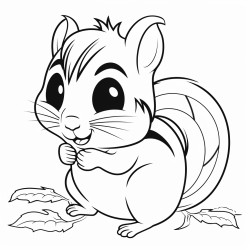 black and white coloring page eastern chipmunk with cheeks full of nuts