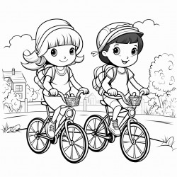 2 girl child bestfriends going cycling
