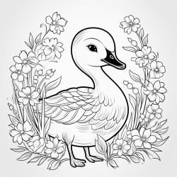 little goose design with flower
