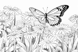 beautiful  butterfly hovering over beautiful  flower garden