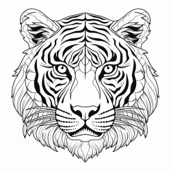 retro cartoon style closeup face of a tiger
