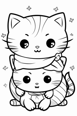kawaii cats snuggling