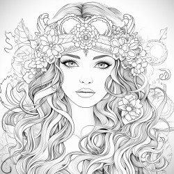 girl portrait adult coloring page