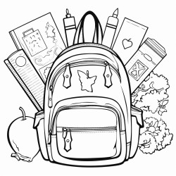 says first day of second grade in letters you can color in with different school supplies to color around it