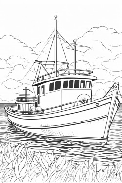 fishing trawler at sea