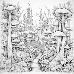 whimsical forest with crystals